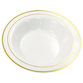 Assiette Plastique Creuse Dur Liseré Doré 23cm (20 Utés)