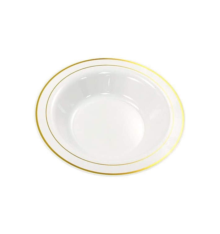 Assiette Plastique Creuse Dur Liseré Doré 23cm (20 Utés)