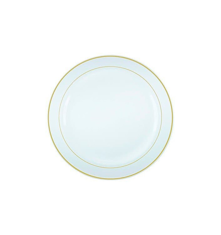 Assiette en Plastique Dur avec Liseré Or 26cm (200 Utés) Assiette en Plastique Dur avec Liseré Or 26cm (200 Utés)