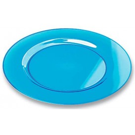 Assiette Plastique Extra Dur Turquoise 19cm (10 Unités)