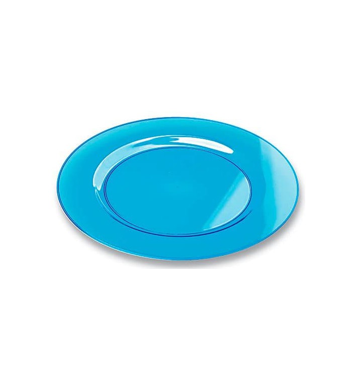 Assiette Plastique Extra Dur Turquoise 23cm (90 Unités)