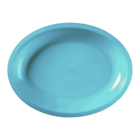 Plateau Ovale Réutilisable Turquoise PP 315x220mm (300 Utés)