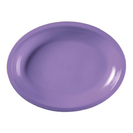 Plateau Plastique Réutilisable Ovale Lilas PP 255x190mm (50 Utés)