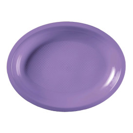 Plateau Plastique Réutilisable Ovale Lilas PP 315x220mm (25 Utés)