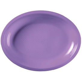 Plateau Plastique Réutilisable Ovale Lilas PP 315x220mm (300 Utés)