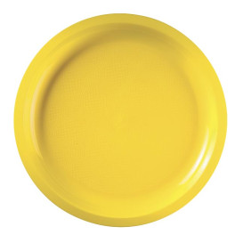 Assiette Plastique Réutilisable Jaune PP Ø290mm (25 Utés)