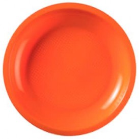Assiette Plastique Réutilisable Plate Orange PP Ø220mm (600 Utés)