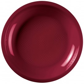 Assiette Plastique Réutilisable Plate Bordeaux PP Ø220mm (600 Utés)