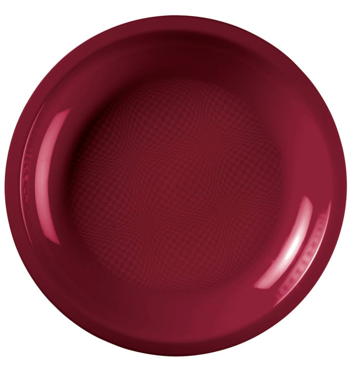 Assiette Plastique Réutilisable Plate Bordeaux PP Ø220mm (600 Utés) Assiette Plastique Réutilisable Plate Bordeaux PP Ø220mm (600 Utés)