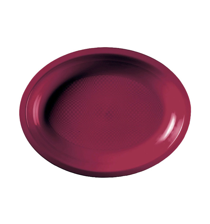 Plateau Plastique Ovale Réutilisable Bordeaux PP 315x220mm (300 Utés) Plateau Plastique Ovale Réutilisable Bordeaux PP 315x220mm (300 Utés)