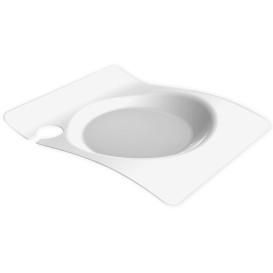 Assiette Plastique "Forma" Avec Support Blanc 22x18 cm (180 Utés)