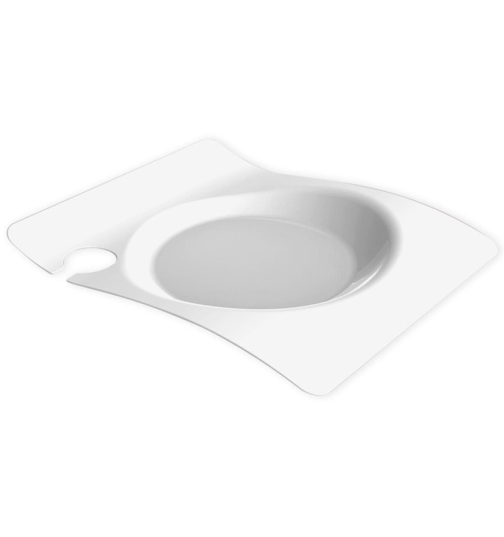 Assiette Plastique "Forma" Avec Support Blanc 22x18 cm (180 Utés)