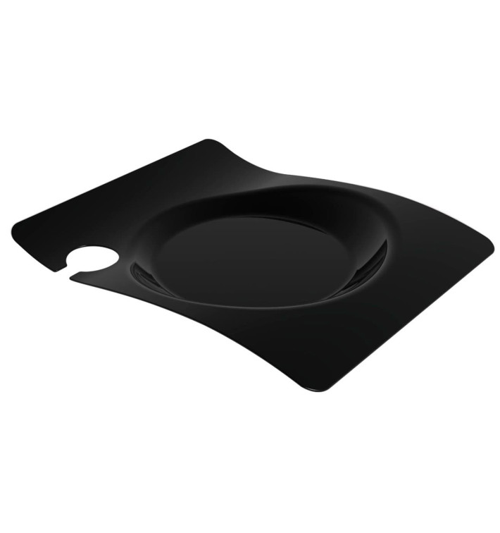 Assiette Plastique "Forma" Avec Support Noir 22x18 cm (180 Utés) Assiette Plastique "Forma" Avec Support Noir 22x18 cm (180 Utés)