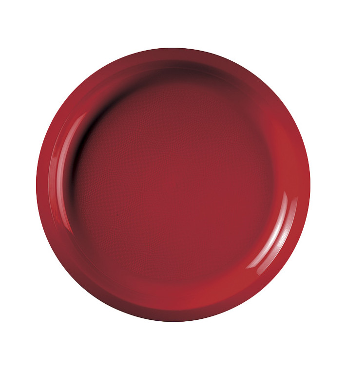 Assiette Plastique Réutilisable Rouge PP Ø290mm (25 Utés)