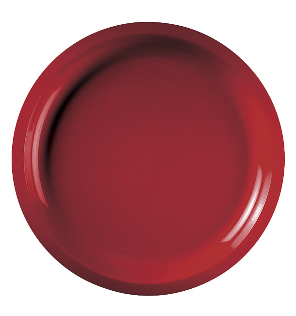 Assiette Plastique Réutilisable Rouge PP Ø290mm (300 Utés)