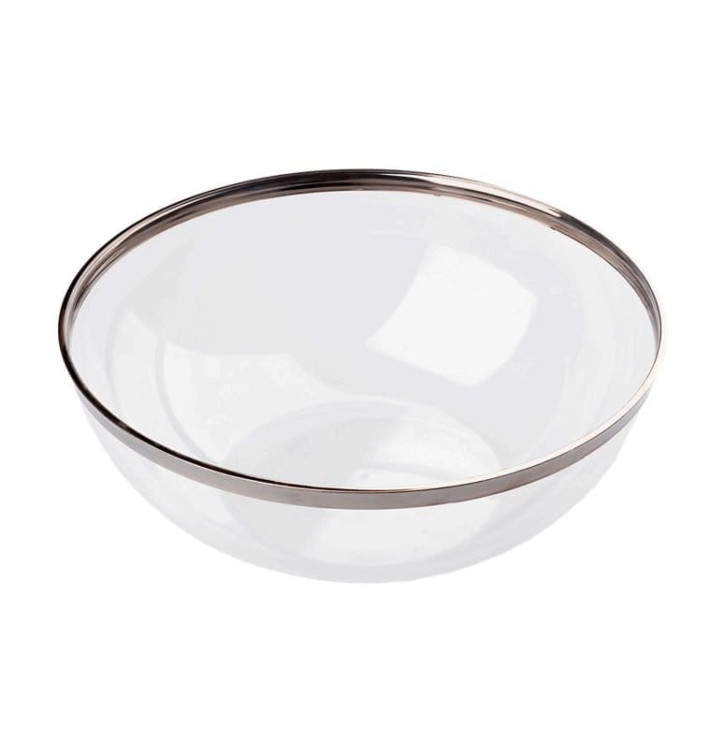 Bol PS Cristal Dur Liseré Argent 1500ml Ø20cm (4 Utés) Bol PS Cristal Dur Liseré Argent 1500ml Ø20cm (4 Utés)