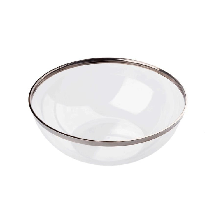 Bol PS Cristal Dur Liseré Argent 400ml Ø14cm (8 Utés) Bol PS Cristal Dur Liseré Argent 400ml Ø14cm (8 Utés)