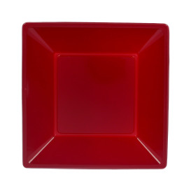 Assiette Plastique Carrée Creuse Bordeaux 170mm (360 Unités)