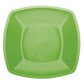 Assiette Plastique Réutilisable Plate Vert citron PP 180mm (300 Utés)