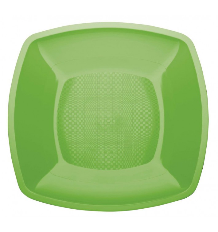 Assiette Plastique Réutilisable Plate Vert citron PP 180mm (300 Utés)