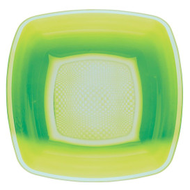 Assiette Plastique Réutilisable Creuse Vert citron PP 180mm (25 Utés)