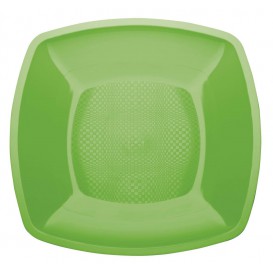 Assiette Plastique Réutilisable Plate Vert Citron PP 230mm (25 Utés)