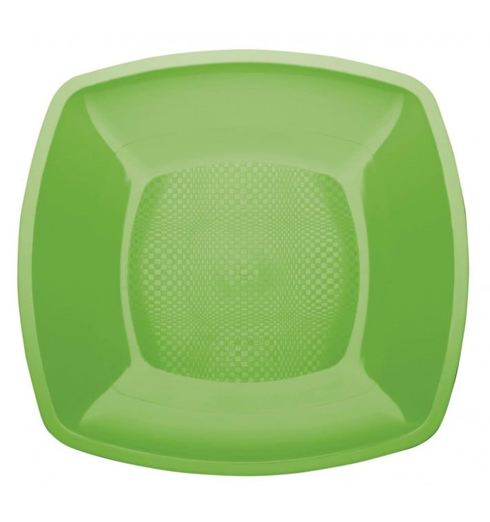 Assiette Plastique Réutilisable Plate Vert citron PP 230mm (300 Utés)