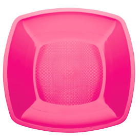 Assiette Plastique Réutilisable Plate Fuchsia PP 180mm (25 Utés)