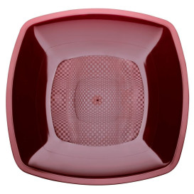 Assiette Plastique Réutilisable Plate Bordeaux  PP 180mm (25 Utés)