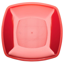 Assiette Plastique Réutilisable Plate Rouge Transp.  PS 180mm (25 Utés)