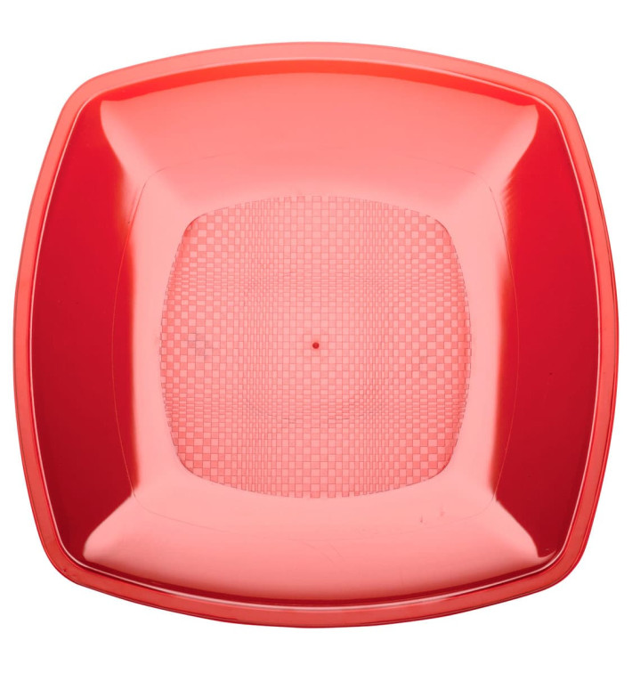 Assiette Plastique Réutilisable Plate Rouge Transp. PS 180mm (25 Utés) Assiette Plastique Réutilisable Plate Rouge Transp. PS 180mm (25 Utés)