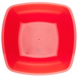 Assiette Plastique Réutilisable Creuse Rouge Transp. PS 180mm (25 Utés)