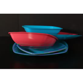 Assiette Plastique Réutilisable Creuse Rouge Transp.  PS 180mm (300 Utés)