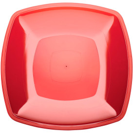 Assiette Plastique Réutilisable Plate Rouge Transp. PS 300mm (144 Utés)