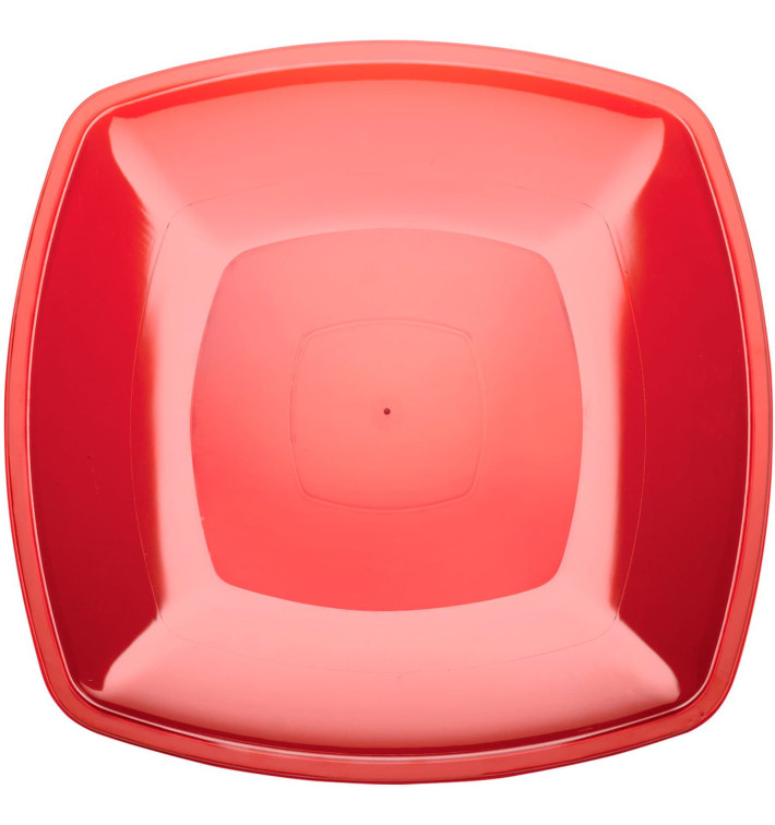 Assiette Plastique Réutilisable Plate Rouge Transp. PS 300mm (144 Utés) Assiette Plastique Réutilisable Plate Rouge Transp. PS 300mm (144 Utés)