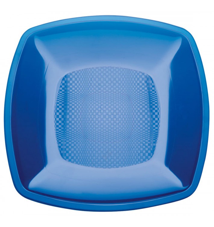 Assiette Plastique Réutilisable Plate Bleu Transp. PS 180mm (25 Utés)