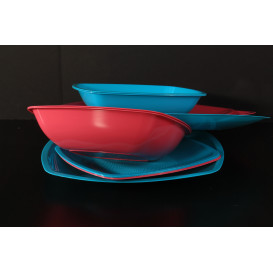 Assiette Plastique Réutilisable Creuse Bleu Transp. PS 180mm (300 Utés)