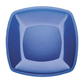 Assiette Plastique Réutilisable Plate Bleu Transp. PS 300mm (144 Utés)