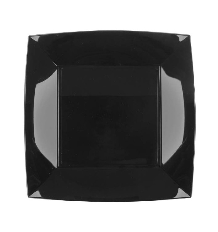 Assiette Plastique Réutilisable Plate Noir PP 230mm (300 Utés) Assiette Plastique Réutilisable Plate Noir PP 230mm (300 Utés)