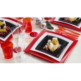 Assiette Plastique Réutilisable Plate Rouge PP 290mm (144 Utés)
