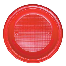 Assiette Plastique PS Plate Rouge Ø280mm (140 Unités)