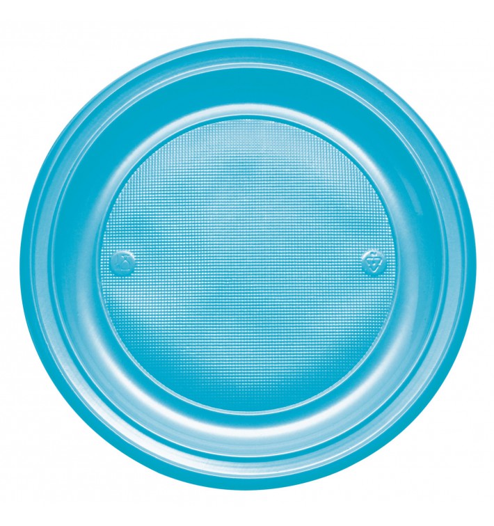 Assiette Plastique PS Plate Turquoise Ø220mm (30 Unités)