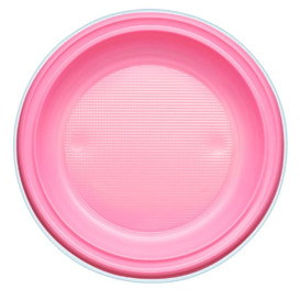 Assiette Plastique PS Plate Rose Ø220mm (30 Unités)