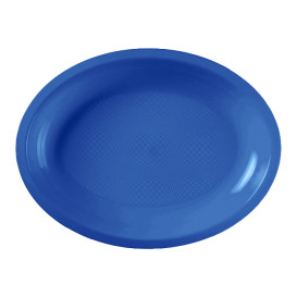 Plateau Ovale Bleu Mediterranée Round PP 305mm (25 Utés)