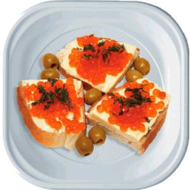 Assiette Plastique PS Carrée Blanc 200x200mm (50 Unités)
