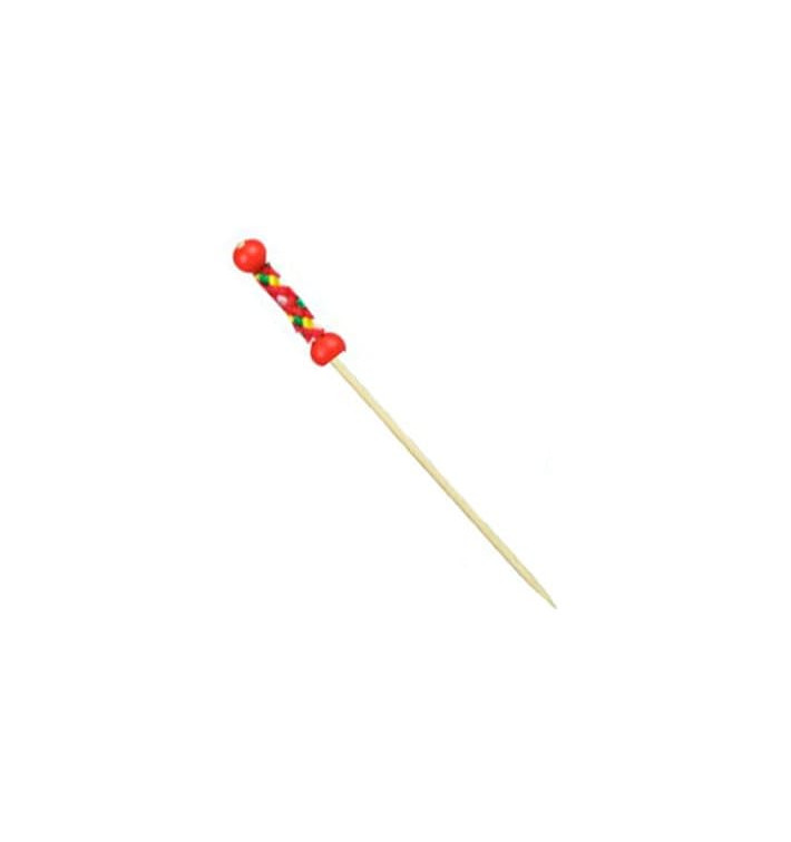 Pique en Bambou Décoré en Rouge 120 mm (5000 Utés)