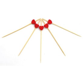 Pique en bois "Corazón" Rouge 120mm (200 Unités)