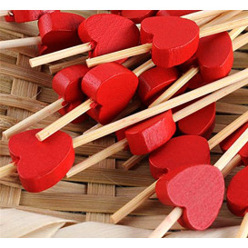 Pique en bois "Corazón" Rouge 120mm (200 Unités)