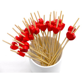 Pique en bois "Corazón" Rouge 120mm (200 Unités)
