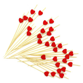 Pique en bois "Corazón" Rouge 120mm (200 Unités)
